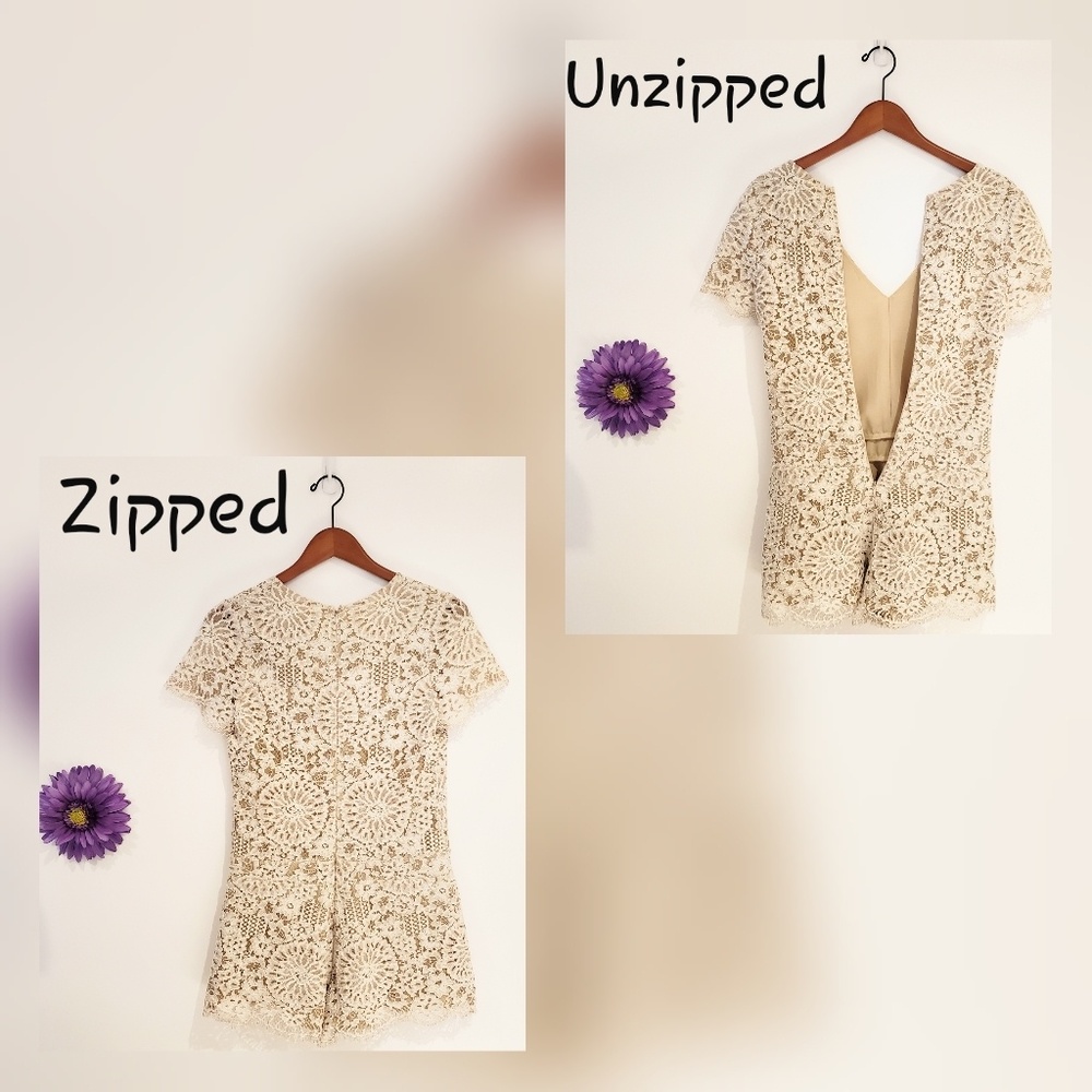 Alexis Alain Lace Romper in Fawn Size Small - Picture 3 of 8